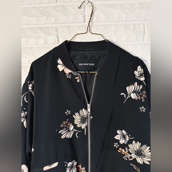 Who What Wear Black and Floral Bomber Jacket - Picture 2 of 4